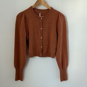 Free People 100% Cashmere Pearl Button Cardigan Sweater Cardi – Size Small